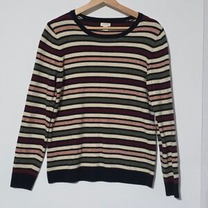J. Crew Striped Glitter Knit Sweater Long Sleeve Crew Neck Women's‎ Size M